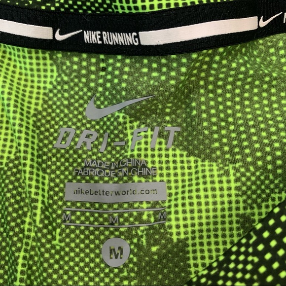 Nike Men's Dri-Fit Fractual Racing Running Shirt Volt Green Men’s Medium - Picture 2 of 7